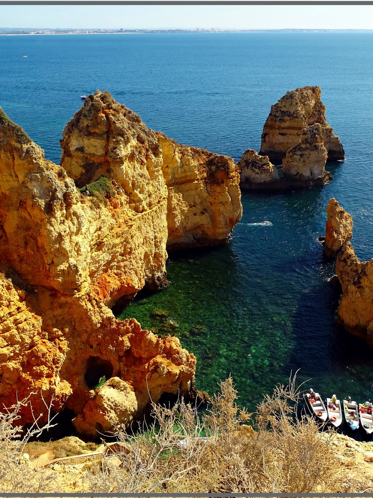 Golden cliffs and turquoise water at Ponta da Piedade on the Algarve coast